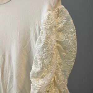 Anthropologie Long Sleeve Lace Cream Shirt